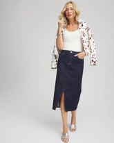 Chico's High-Rise Straight Stretch-Denim Skirt CEDAR RINSE