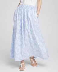 Chico's Floral Jacquard Maxi Skirt BLUE