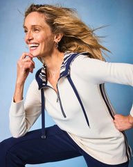 Chico's Zenergy® Double-Knit Stripe Hood Tunic ENGLISH CREAM