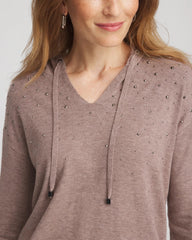 Chico's Zenergy® Luxe Rhinestone Sweater TAUPE HEATHER