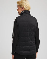 Chico's Zenergy® Reversible Velvet Puffer Vest BLACK