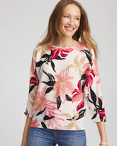 Chico's Textured Tapered Dolman Top FOLKLORIC RED