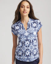 Chico's Zenergy® UPF Printed Polo Top CANYON BLUE
