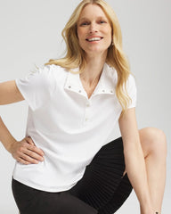 Chico's Zenergy® UPF Mockneck Short-Sleeve Top ALABASTER