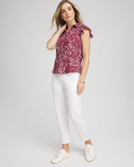 Chico's Zenergy® UPF Printed Polo Top RUSSET RED