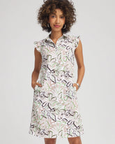 Chico's Zenergy® UPF Knit Floral Polo Dress TIBET TAUPE