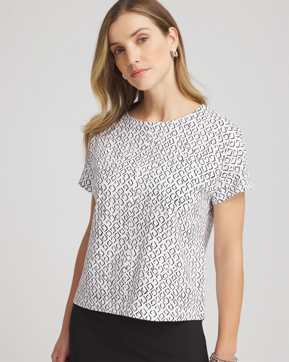 Chico's Zenergy® UPF Geo-Print Dolman Top BLACK