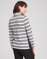 Chico's Zenergy® UPF Stripe Long Sleeve Top BLACK
