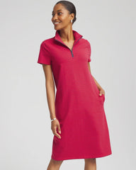 Chico's Zenergy® UPF Knit Stripe Half-Zip Dress RED GLOW