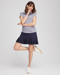 Chico's Zenergy® UPF Dots Mockneck Short-Sleeve Top PASSPORT BLUE