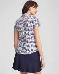 Chico's Zenergy® UPF Dots Mockneck Short-Sleeve Top PASSPORT BLUE