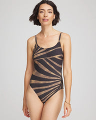 Chico's Gottex Desert Queen One Piece Swimsuit BLACK/BROWN