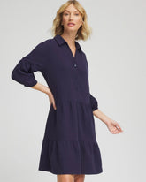 Chico's Woven Tiered Swim Cover-Up Dress PASSPORT BLUE
