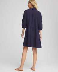 Chico's Woven Tiered Swim Cover-Up Dress PASSPORT BLUE