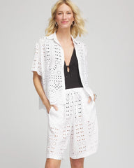 Chico's Swimsuit Cover-Up Short and Shirt Set ALABASTER