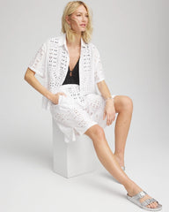 Chico's Swimsuit Cover-Up Short and Shirt Set ALABASTER