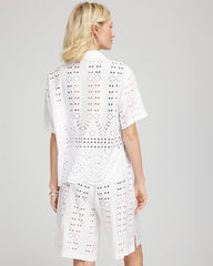 Chico's Swimsuit Cover-Up Short and Shirt Set ALABASTER
