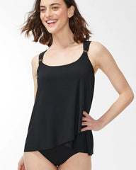 Chico's Miraclesuit Razzle Dazzle Tankini Top BLACK