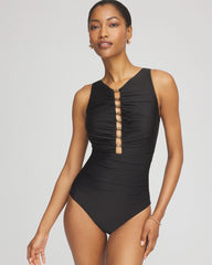 Chico's Miraclesuit® Razzle Dazzle Swizzle One Piece Swimsuit BLACK