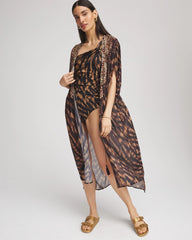 Chico's Miraclesuit® Raya De Safari Kimono Cover-Up BLACK/BROWN