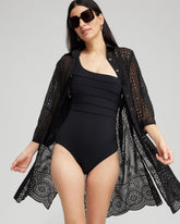 Chico's Shirt Dress Swim Coverup BLACK