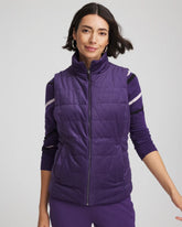 Chico's Zenergy® Reversible Velvet Puffer Vest PURPLE ELIXIR