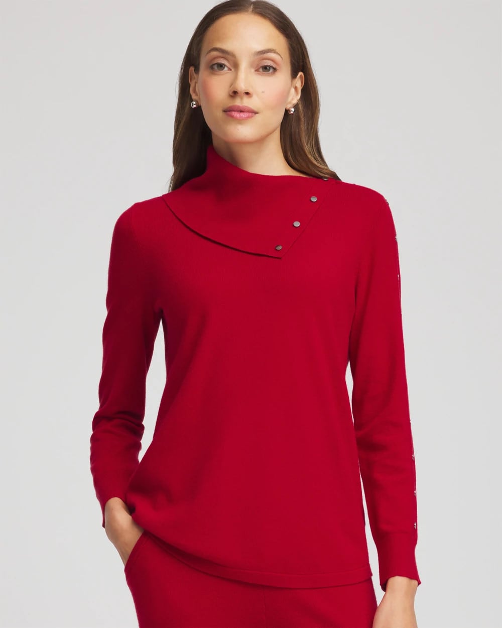 Chico's Zenergy® Luxe Envelope Neck Sweater CARMINE RED