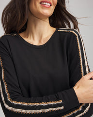 Chico's Zenergy® Lattice-Trim Pullover Top BLACK