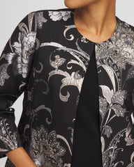 Chico's Travelers™ Collection Jacquard Floral Shine Jacket TRAVELERS BLACK