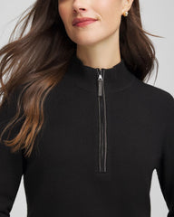 Chico's Zenergy® Luxe Half-Zip Pullover Top BLACK