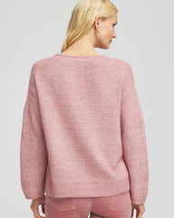 Chico's Tonal Embroidered Boatneck Pullover Sweater DUSTY ROSE