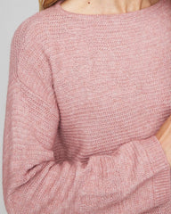 Chico's Tonal Embroidered Boatneck Pullover Sweater DUSTY ROSE