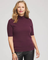 Chico's Cashmere Elbow-Sleeve Sweater WINE