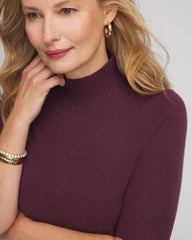 Chico's Cashmere Elbow-Sleeve Sweater WINE