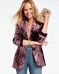 Chico's Crushed Velvet Blazer NIGHT BLOOM