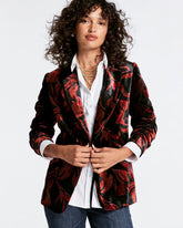 Chico's Velvet Printed Blazer BLACK
