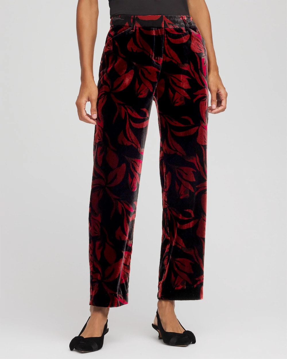 Chico's Velvet Rose Slim Ankle Pants BLACK