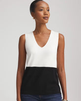 Chico's Colorblock V-neck Sweater Tank ECRU