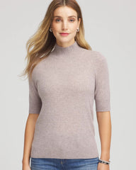 Chico's Cashmere Elbow-Sleeve Sweater TAUPE HEATHER