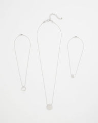 Chico's Silver Triple Pendant Necklace SILVER