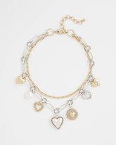 Chico's Mixed Metal Heart Charm Necklace MIXED METALS
