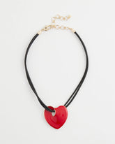 Chico's Red Enamel Heart Pendant Necklace RED