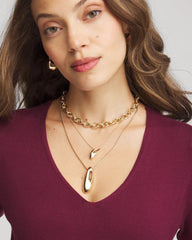 Chico's Convertible Three-Strand Pendant Necklace GOLD