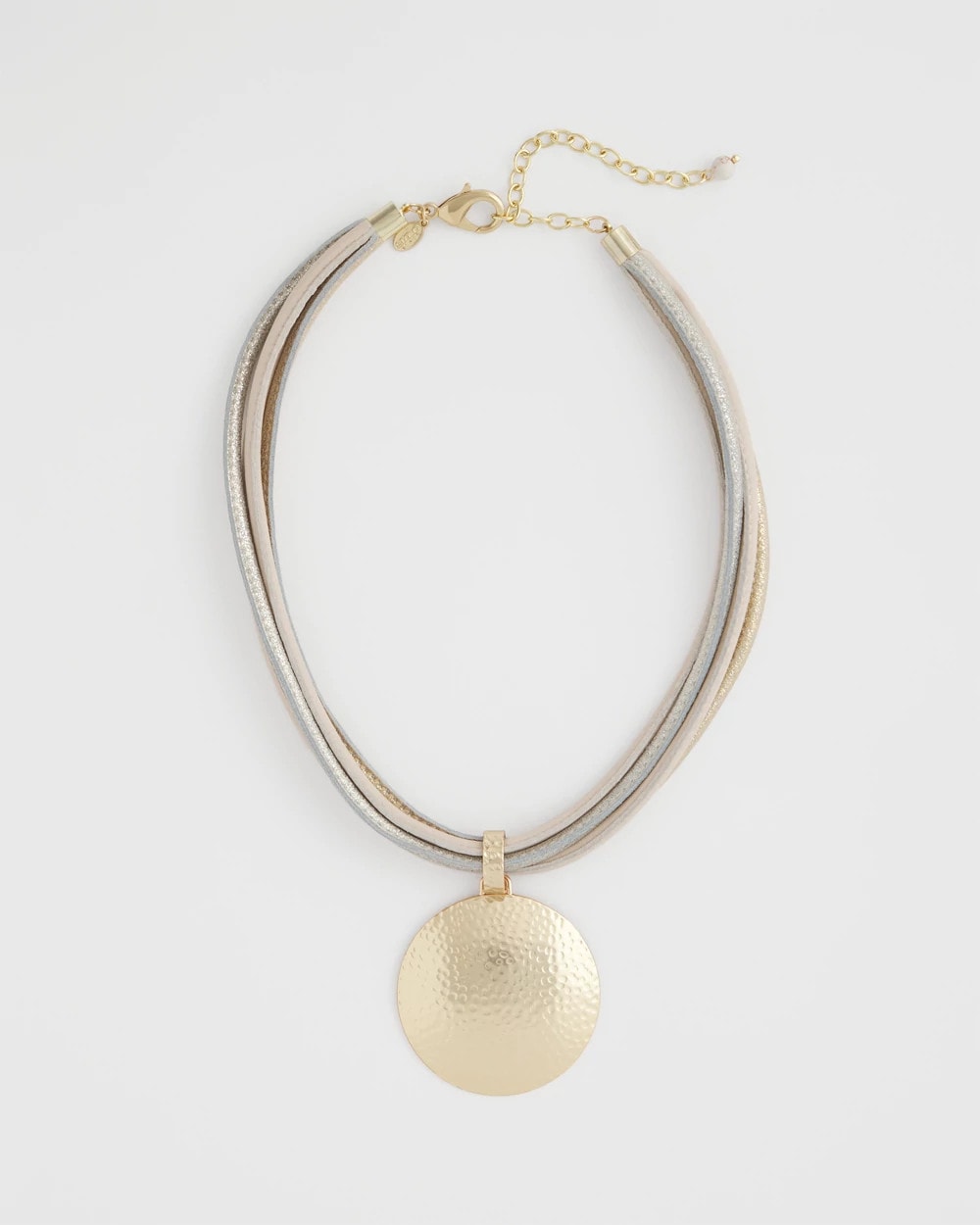 Chico's Textured Golden Pendant Necklace MIXED METALS