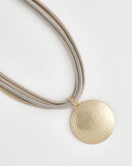 Chico's Textured Golden Pendant Necklace MIXED METALS