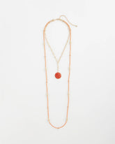 Chico's Convertible Beaded Pendant Necklace ORANGE