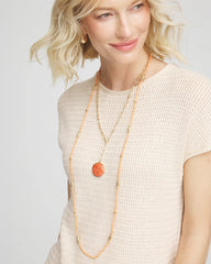 Chico's Convertible Beaded Pendant Necklace ORANGE
