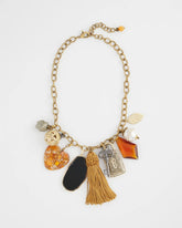 Chico's Charm & Stone Short Necklace WARM MULTI