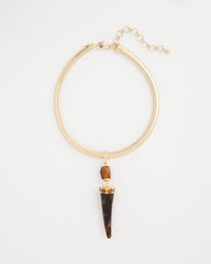 Chico's Tortoise Pendant Collar Necklace GOLD