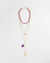 Chico's Amethyst Convertible Multi-Layer Necklace PURPLE